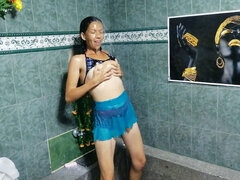 ディルド, 女, レズビアン, 下着, オナニー, 淫乱熟女, シャワー, 濡れ