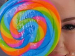 Candyland 18yo babe with sexy pigtails fucked POV style