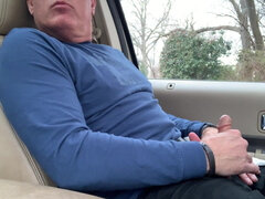 Risky car jerking-off and masturbation outdoors in public
