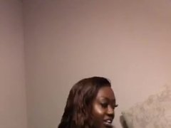 Chocolate skin lady talking to her followers and fans