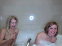Large boobs 18-19 year old and hairy cum bucket MILF get soaked when they kiss