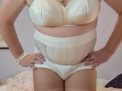 Plump Granny Tranny in Satin and Pantyhose