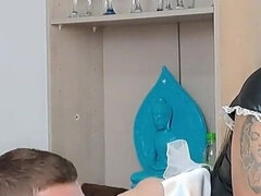 アナル, フェラチオ, ラティーナ, シーメール, ストッキング, ユニフォーム