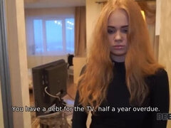 Broke Redhead Teen Fucked Hard by Debt Collector - Rough Doggystyle & Deep Throat Action