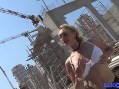 Betty, sexy milf, shows off in a construction site before a good sodomy