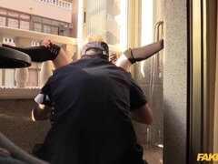 ブロンド, フェラチオ, なめる, アウトドア, ポリス, オマンコ, オッパイの, ユニフォーム