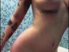 Tattooed Lady With Big Juggs Showers And Masturbates Before Sex