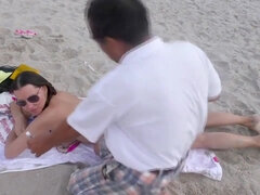 Old Man Japanese Massage Topless Girl Public Beach
