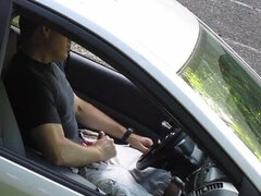 Car Masturbating and Cumming in a Parking Lot - Voyeur View