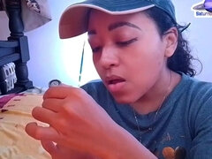 Saturn Squirt Masturbation with Pussy Cream, Foot Fetish, Sucking Toes and Painting Her Nails