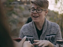 Tinder date threesome fuck with a busty blonde sexdoll