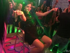 Teasing golden-haired European mature lady is making a perfect Blowjob