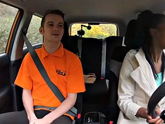 Ebony public driving student got fucked in the backseat