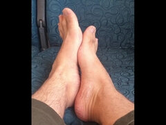 Risking Getting Busted Showing My Wrinkled Soles on Vline Public Train - Public Feet - Manlyfoot