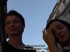 Watch this skinny Czech babe get taken for a ride for some cash