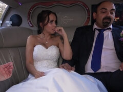 Bride Jennifer Mendez gets fucked in front of cuckold husband in limousine