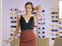 Emily Willis in her Sexy Tight Skirt