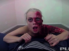 Horny zombie gets her fill of cock and jizz