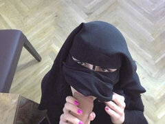 Niqab slut Rebecca Black takes a huge facial eventually