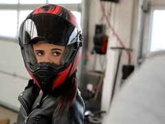 Miniature brunette with small tits Kate Rich rammed in the garage