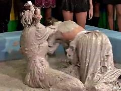 bride to be all covered in mud