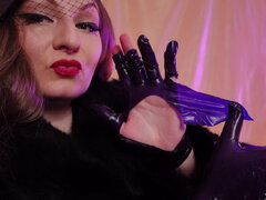 ASMR: fur fetish and ripping latex rubber gloves clothes destruction (Arya Grander)