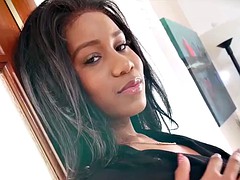 Schönheit, Schwarz, Schwarz, Lingerie, Masturbation, Titten