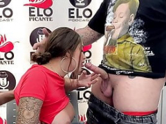 Interview with Elo Podcast ends in a blowjobs and tons of cum - Sara Blonde - Elo Picante