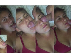 Humiliating My Wife's Whore by Passing All His Dick All Over Her Face and Mouth