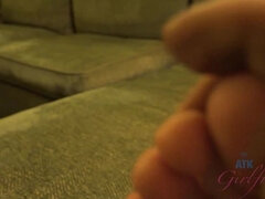 Blond, Pijpbeurt, Vriendin, Masturbatie, Nylonstof, Klein, Mager, Tieten likken