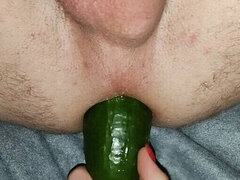He Likes Big Cucumber in Ass - Vegetable Anal Fuck