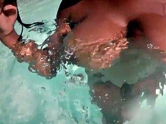 sexy nude ebony pool time fun