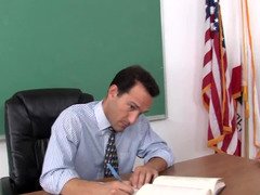 Provoking kitten asks school director for helping with her grades