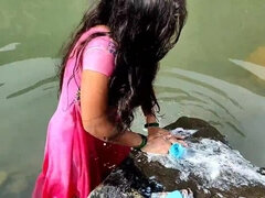 The girl of the village was washing clothes, then she went to her forcibly. his mms video lick