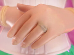 Latex sounding ASMR video: 3 layers of white tight medical gloves... sexy pin up MILF Arya Grander