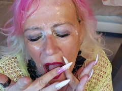German Granny Makes Herself Wet and Gets a Hot Cumshot After
