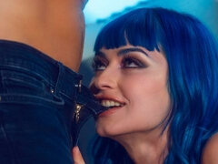 Cute blue-haired chick Jewelz Blu screwed by a massive penis