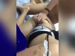 Horny Asian wife in maid outfit fucked hard creampie overload