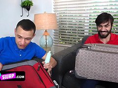 Crystal Rush & Kaylynn Key seduce stepson with vibrator & cum in his mouth