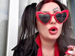 Sexy smoking fetish by Dominatrix Nika. Mistress smokes 2 cigarettes and blows smoke in your face. Sexy red lips