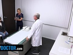 Old Doctor And His Busty Milf Nurse Help Their Patient With Her Stimulation Issues