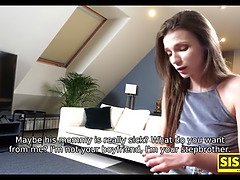 Unplanned sex with stepbro helps skinny girl forget about BF