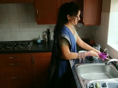 Blue saree step daughter blackmailed to strip, groped, m. and fucked by old grand father desi chudai bollywood hindi sex video POV Indian