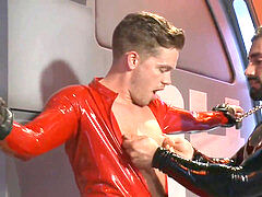 domination & submission poor twink in glossy catsuit tied and pulverized