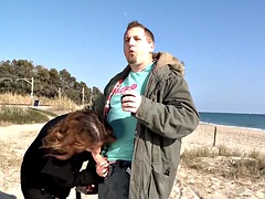 Beach walk turns into squirt and ride a dick