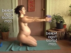Naked pregnant Latina doing yoga - solo fetish