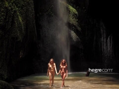 Teen Girls Naked in Bali Waterfall