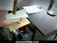 Miley Cole in uniform roleplays as innocent schoolgirl gets drilled by her pervy teacher