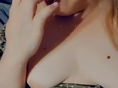 Compilation of 3 chubby blondes with small tits in lingerie plays with her tits and then fingers her wet pussy