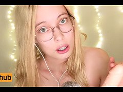 Blondine, Dildo, Schmuddelige sprache, Brille, Handjob, Hd, Solo, Scherzbold